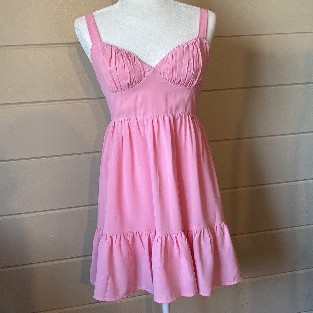Princess Polly Pink Ruffle Mini Dress Size 4 Flirty Feminine Summer Spring